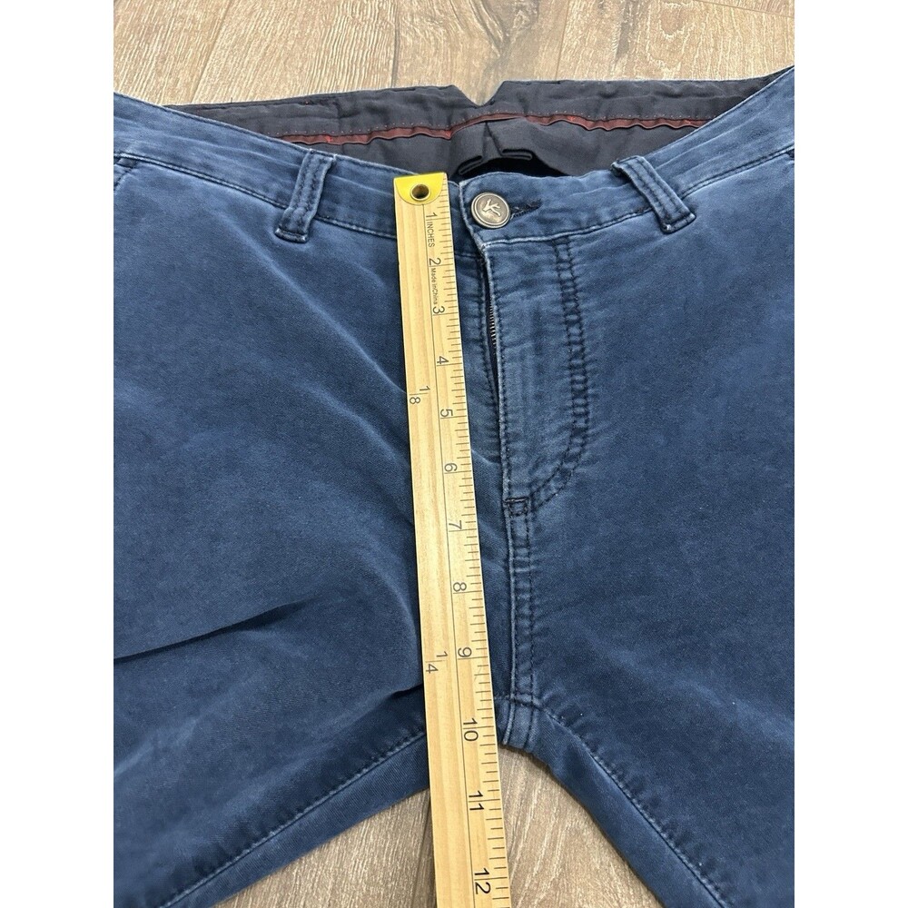 Isaia Napoli Velvet Pants Mens 32 Blue Cotton Stretch Italy Luxury FLAW - Picture 11 of 13